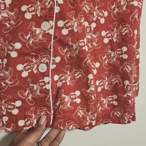 Disney Parks | Women's Red Fleece PJ Button-Down Shirt (US Size Medium) - Picture 7 of 14